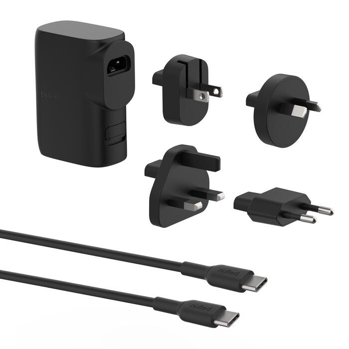 Belkin BoostCharge 25 W Hybrid-Ladegerät mit Powerbank 5K und Reisestecker-Set BPZ003BT1MBK-B6
