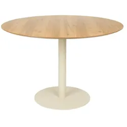 White Label Esstisch Steven Ø 110 cm Holzoptik Braun Eiche
