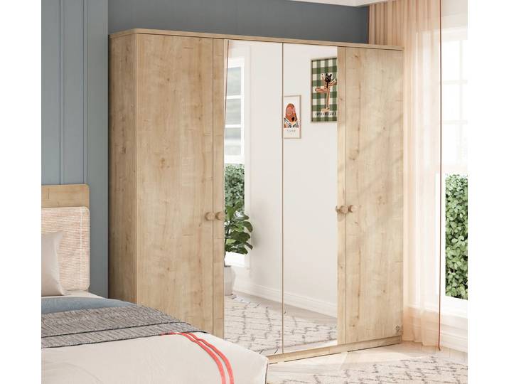 Möbel-Zeit Kleiderschrank MOCHA mit Spiegel, 4-trg.