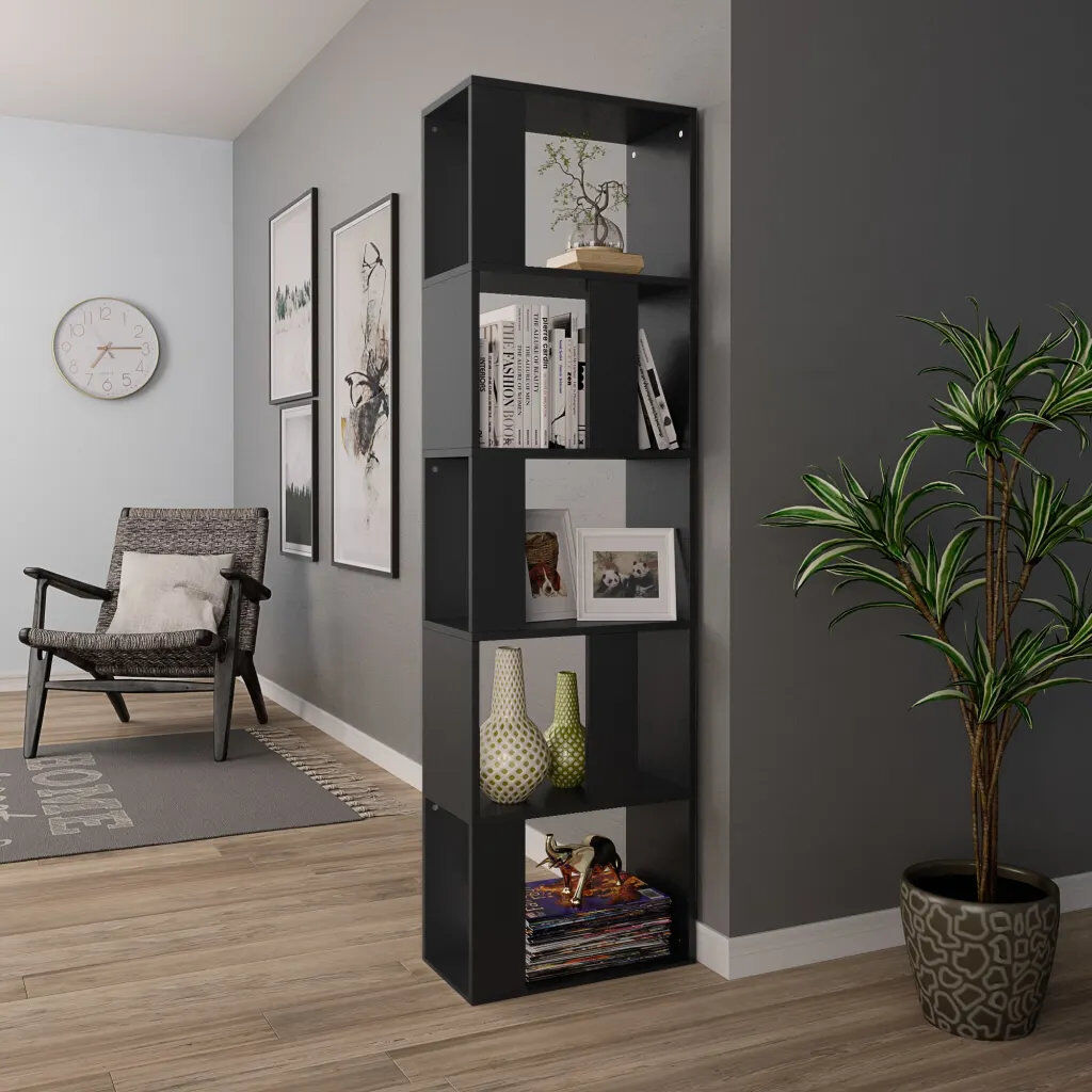 Latitude Run Abderus 159 cm H x 45 cm W Room Divider Bookcase Black 159cm H X 45cm W X 24cm D