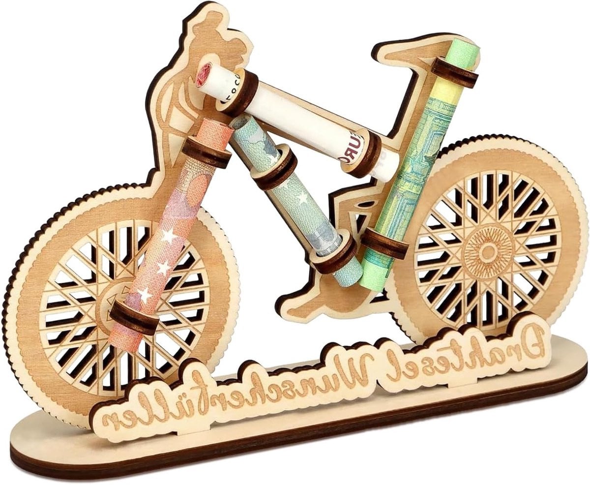 Houten Fiets Spaarpot Decoratie voor Volwassenen