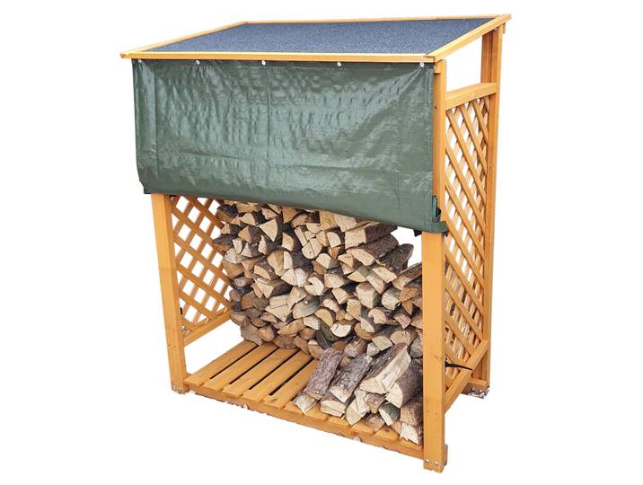 Kaminholzregal PROMADINO Speyer , braun (honigbraun), B:119,5cm H:148cm T:68cm, Holzwerkstoff, Kaminholzlager, Kaminholzregal, mit Wetterschutz