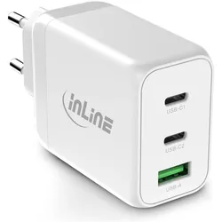 InLine USB PD Netzteil (65 W, 3 Ports), USB Ladegerät, Weiss