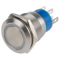 RS PRO 19mm,stainless,DPDT,Latch,White,12V, Schalter + Taster, Weiss