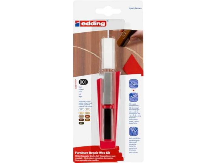 edding 8901 reparatieset voor meubels - zwart - voor het opvullen en repareren van krassen en gaten bij meubels en op andere houten oppervlakken
