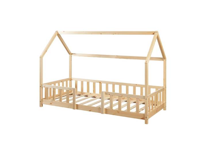en.casa Kinderbett, »Sisimiut« Haus-Optik mit Rausfallschutz 90x200cm Holz