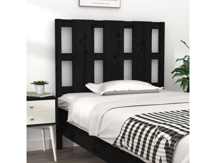 vidaXL Bett-Kopfteil Schwarz 105,5x4x100 cm Massivholz Kiefer