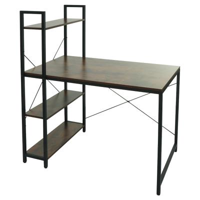 Mendler Schreibtisch mit Regal HWC-K81, Laptoptisch Bürotisch Arbeitstisch, 100x60cm Metall MDF ~ braun