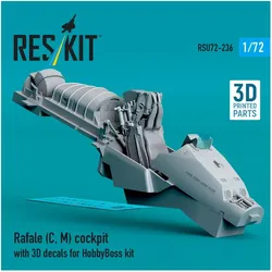 ResKit Rafale (C, M) cockpit with 3D decals for HobbyBoss kit (3D Printed)