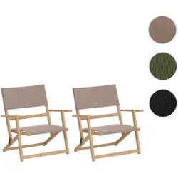 2er-Set Bambus Campingstuhl HWC-Q42, Gartenstuhl Balkonstuhl Freizeitstuhl klappbar Outdoor Stoff/Textil ~ creme