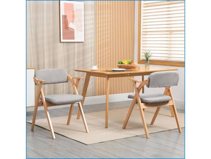 Chaises de salle à manger - HOMEFUN - Pliables empilables avec accoudoirs coussins - Gris (2 pcs)