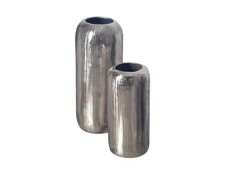 Livetastic Dekovase, Silberfarben, Metall, rund, stehend, zum Stellen, handgemacht, auch für frische Blumen geeignet, Dekoration, Vase, Metallvase