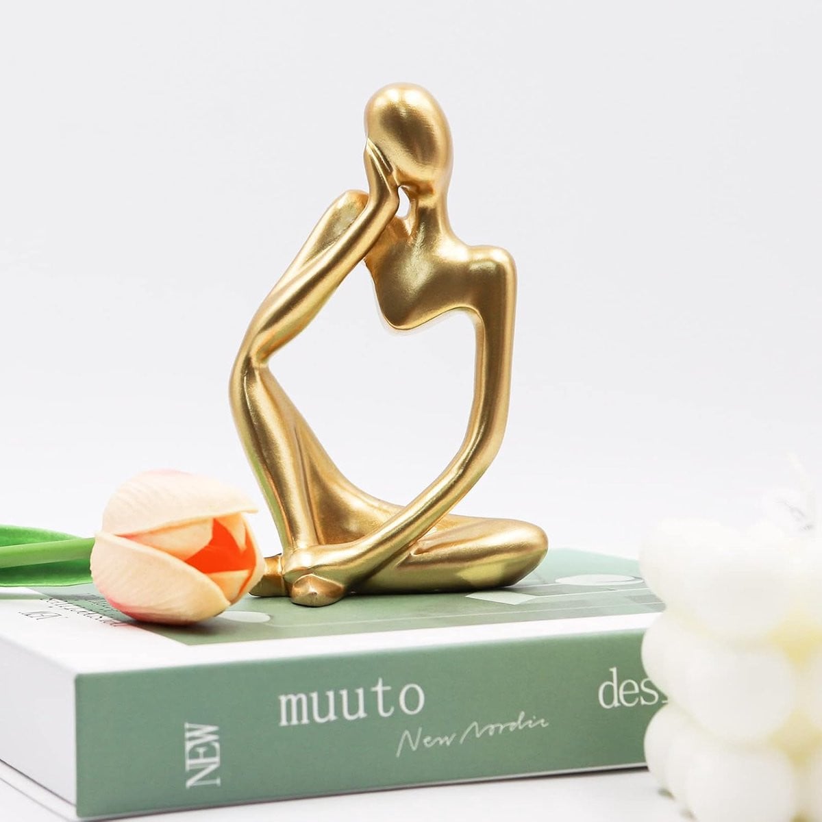 Denker Beeld Abstracte Sculptuur Goud - Hoogte: 12,5 cm
