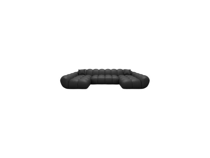 6-Sitzer Design Echtleder Panorama-Sofa „Levante Studio“ Echtleder Schwarz BLOOMINGLOFT Collection