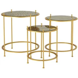 TISCH aus Metall, golden, 3-tlg.