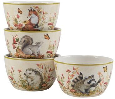 "Certified International Woodland Critters 24 oz. Ice Cream/Dessert Bowls, Set of 4 - 5.25"" Diam x 3"""