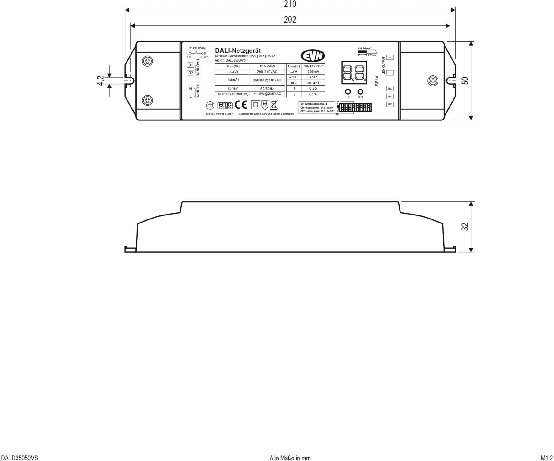 EVN Lichttechnik DALI-LED-Steuerung 350mA 50W DALD35050VS ; evn_lichttechnik)