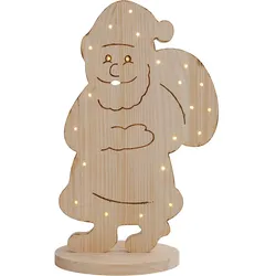 LED Weihnachtsmann Kiefer Außen Weihnachtsdeko IP44 Innen Holzdeko X-Mas, Timer, Batteriebetrieben, warmweiß, LxBxH 37,7x17x80 cm