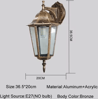 Uplift Curations Europe Style Retro E27 Outdoor Wall Lamp Waterproof Exterior Lighting For Garden Balcony Porch bronze Down