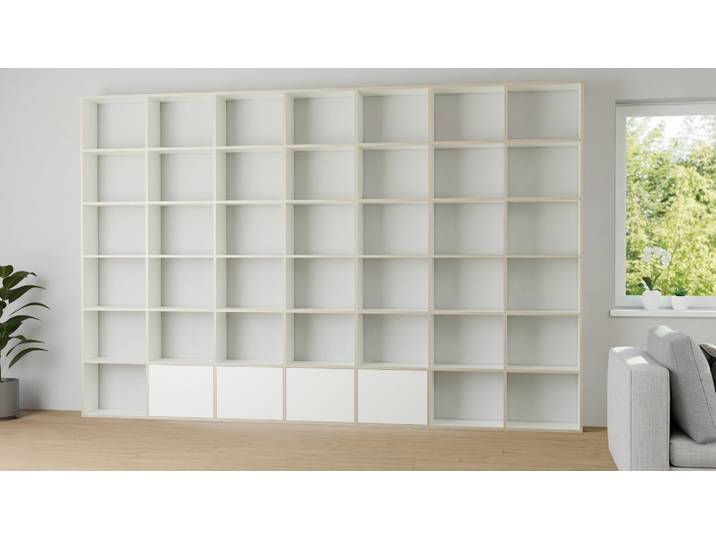 Grande bibliothèque Mélaminé premium Blanc Bord contre­plaqué