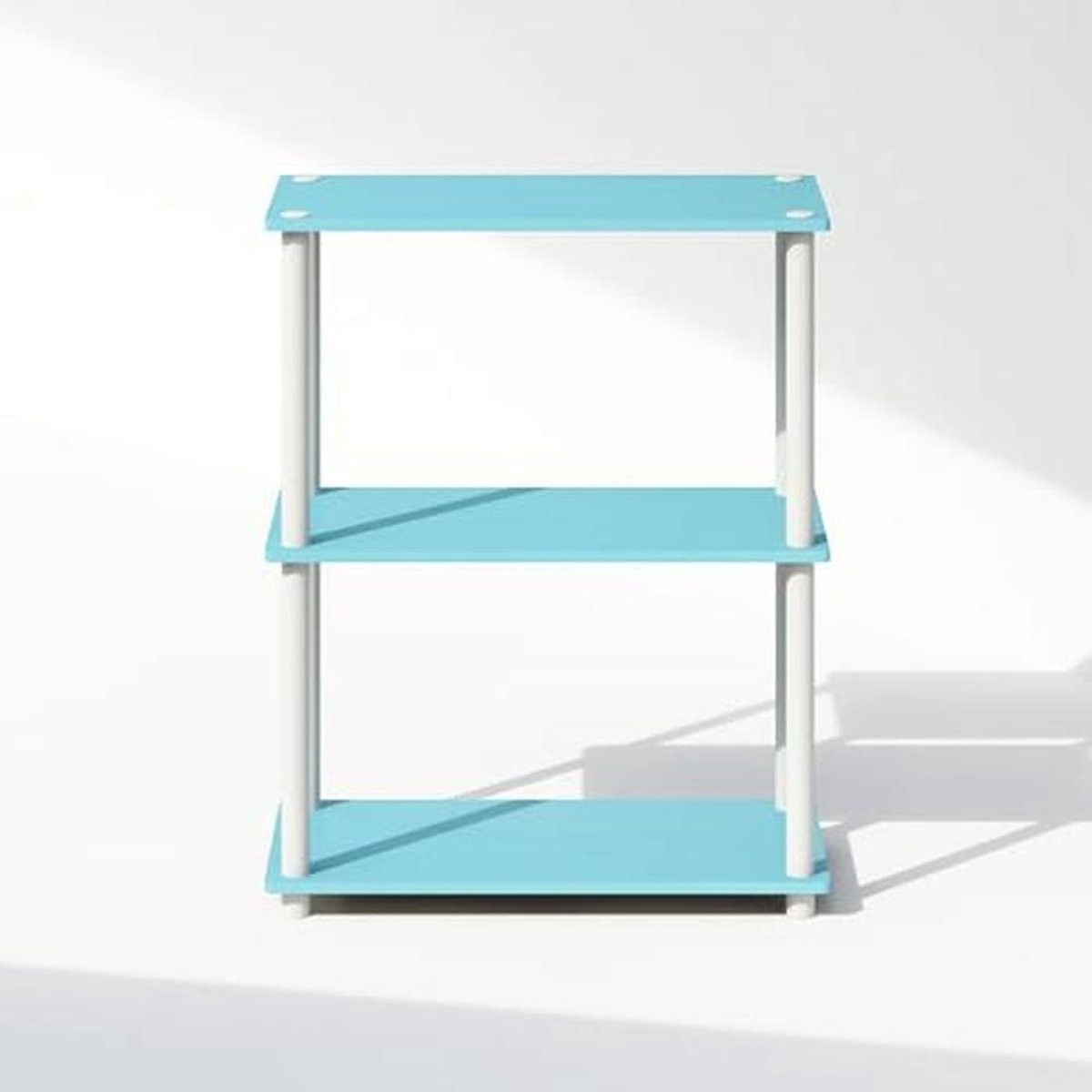 3-laags multifunctioneel compact displayrek voor boeken en decoratie - Lichtblauw/Wit
