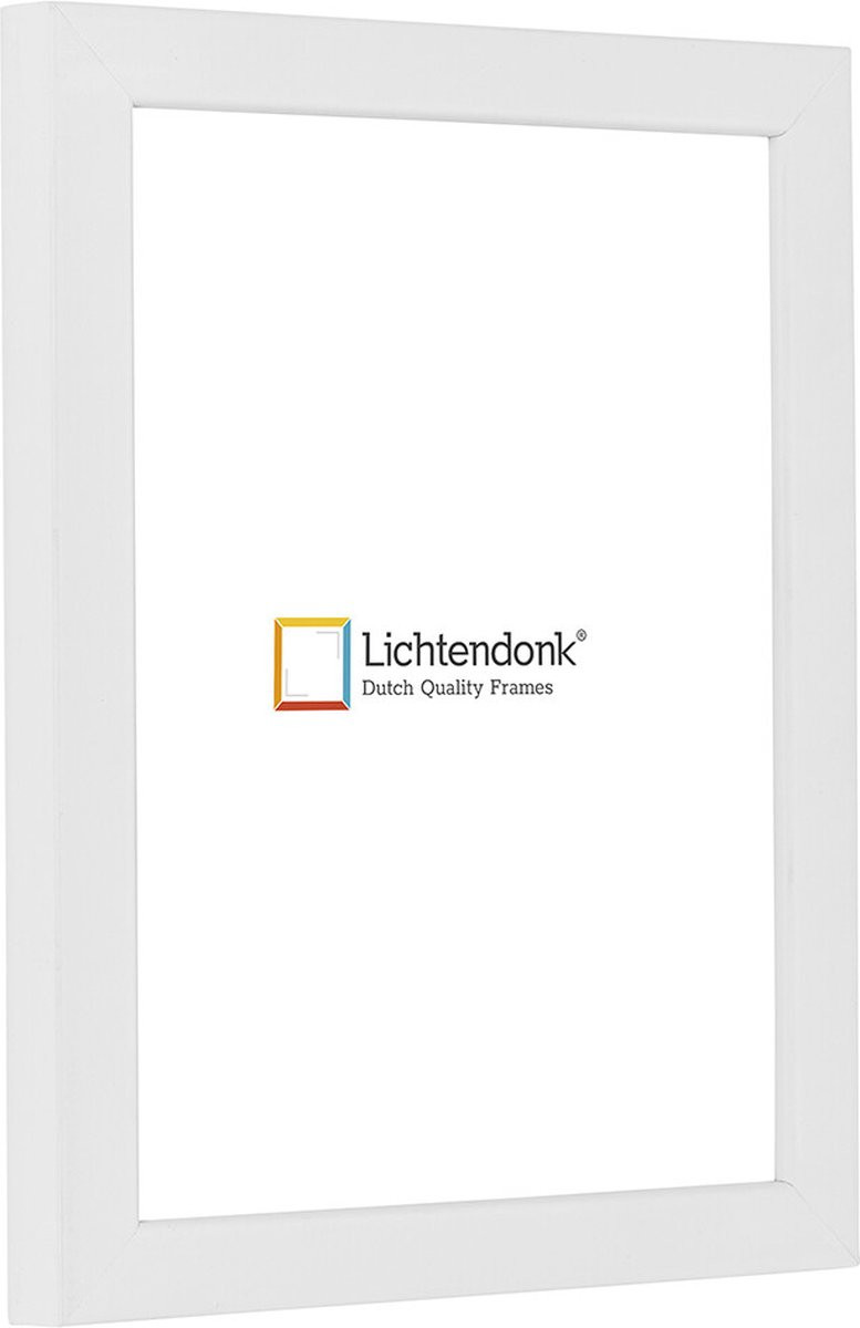Strakke witte vierkante fotolijst met ontspiegeld glas voor fotomaat 20x20 cm