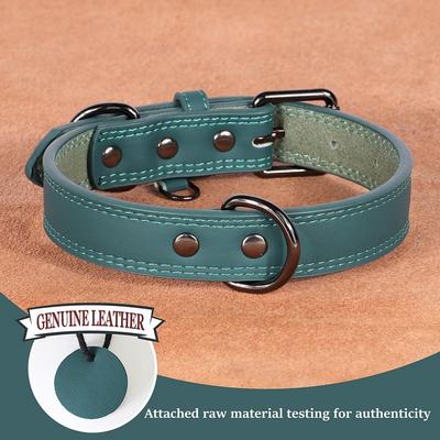 Uplift Picks Soft Genuine Leather Dog Collar Durable Pet Collar For All Dog Sizes green l