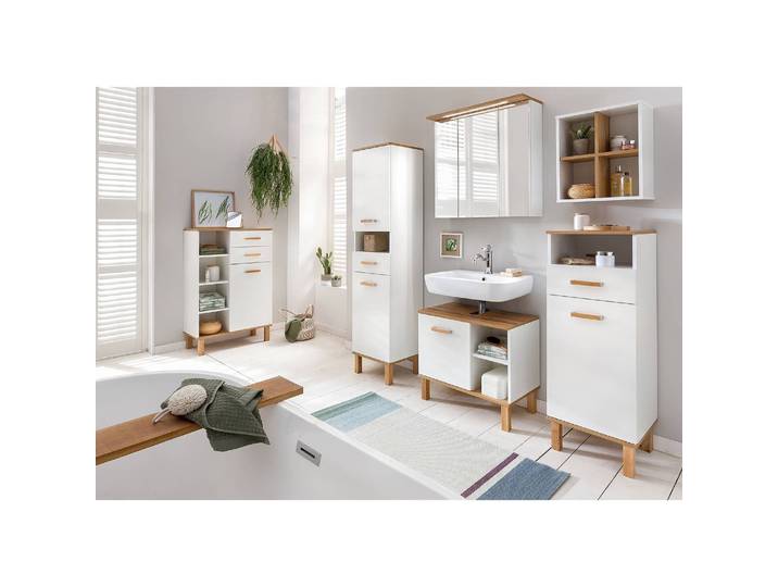 Colonne de salle de bain 40 x 179 x 35cm Blanc/Blanc