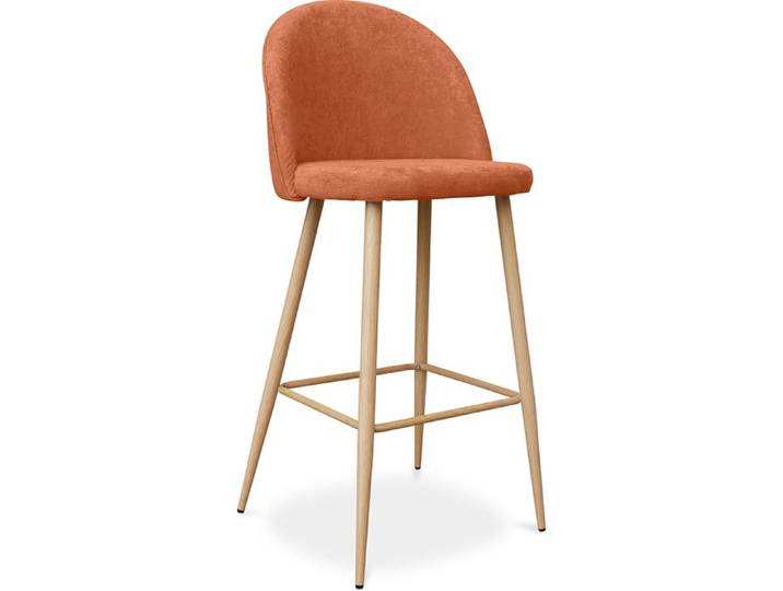 Tabouret tapissé en tissu - design scandinave - 76cm - Bennett Orange