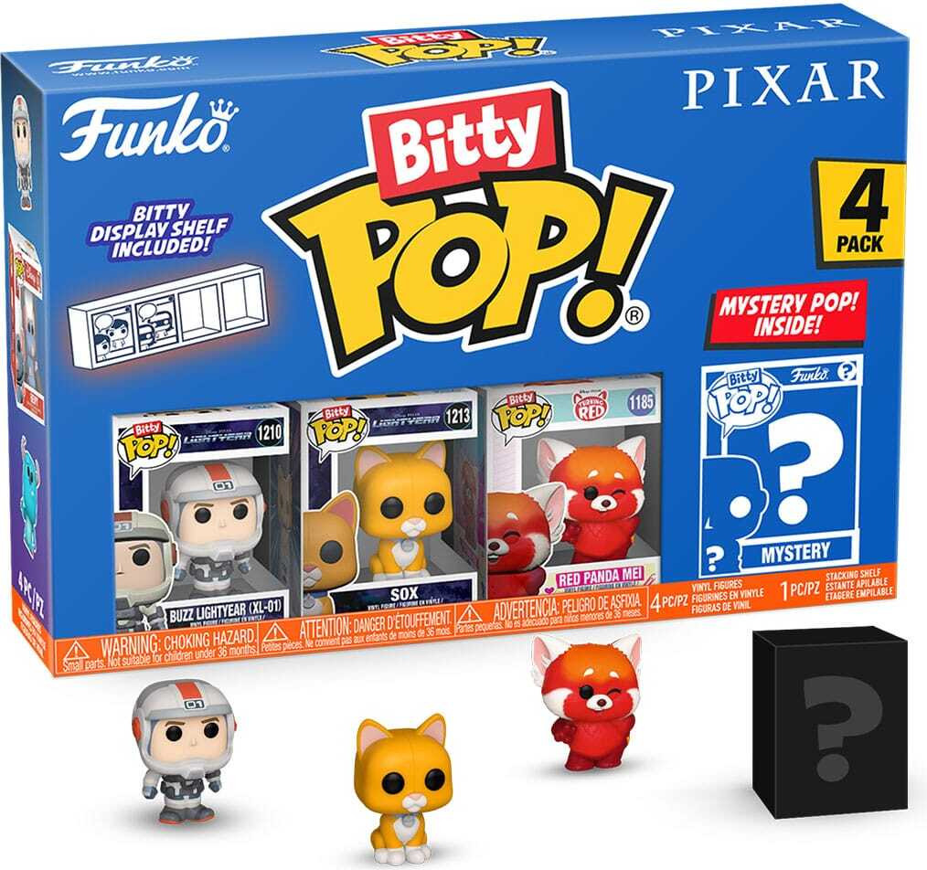 Funko Bitty Pop! Pixar Buzz Lightyear, Sox, Rode Panda en Mei set