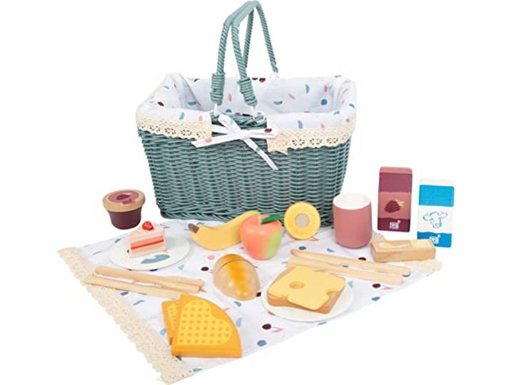 small foot Picknickkorb tasty , Zubehör für Kinderküche und Kaufladen, Rollenspielzeug für Kinder, ab 3 Jahren, 12325, Blau