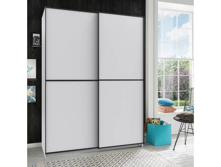 Schwebetürenschrank Ulm 135cm Weiß/Weiß ohne Spiegeltür/-en