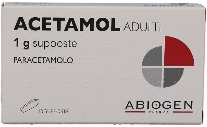 ABIOGEN PHARMA SpA Abiogen Pharma - Acetamol Adulti 10 Supposte 1g, Trattamento per Febbre e Dolore