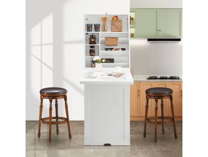 Bureau mural rabattable, table d'ordinateur flottante peu encombrante avec étagères réglables, mobilier de bureau moderne pour la maison