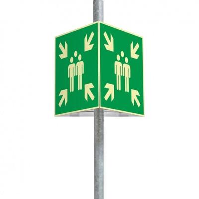 Schild | PERMALIGHT power langnachleuchtend Dreieckset Sammelstelle, Aluminium, 400x400mm, mit Befestigung