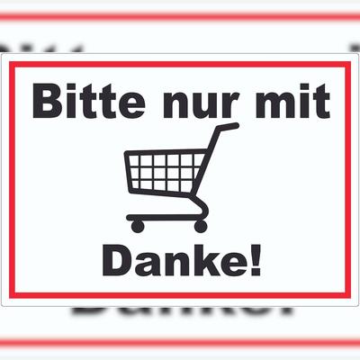 HB-Druck Bitte nur mit Einkaufswagen Aufkleber A1 (594x841mm)