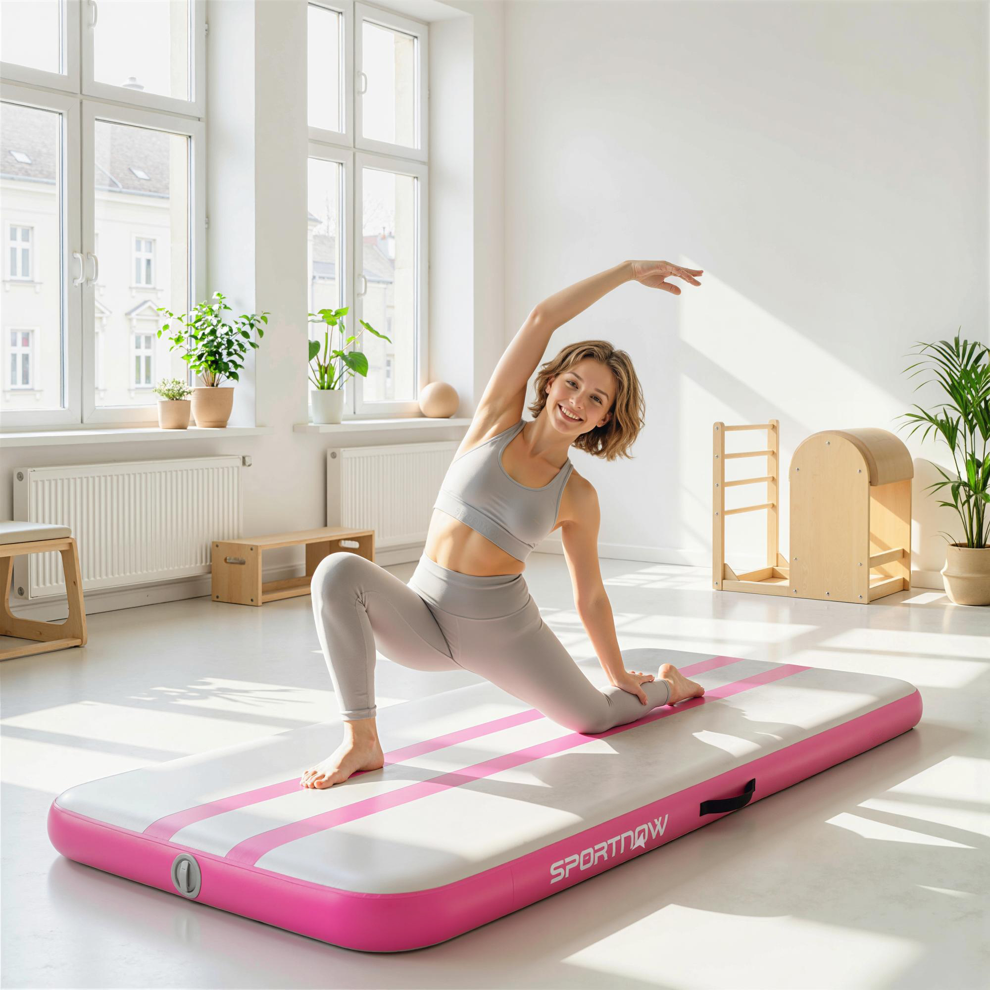 Sportnow Tappetino Gonfiabile Ginnastica 2.05 m con Pompa Elettrica e Borsa Trasporto   Aosom Italy