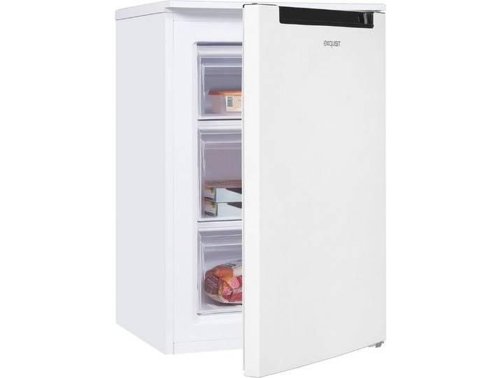 exquisit Gefrierschrank GS81-040D weiss, 85 cm hoch, 55 cm breit, 4*-Gefrierschrank mit ergonomischer Griffmulde – bequem zu öffnen