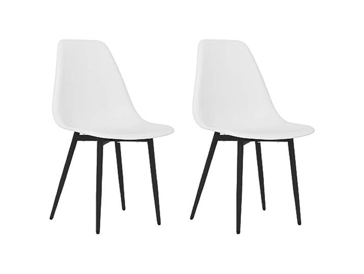 GHVBNMF Set of 2 White Ergonomic Dining Chairs with Metal Legs Features a minimalist shell design measuring 46x52x84 cm, ideal for kitchen, dining, and living room seating.