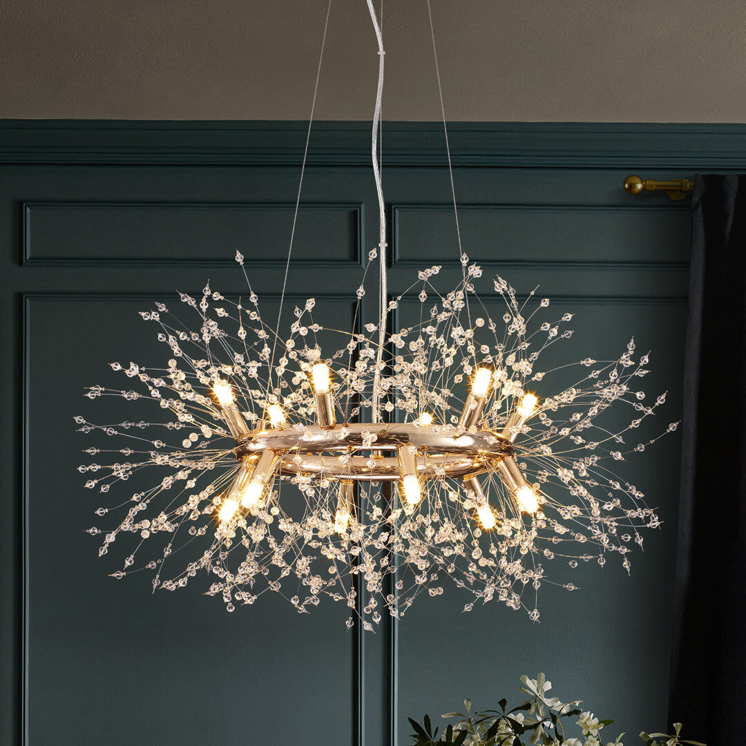 Etta Avenue Dandelion 12 - Light Unique Geometric Starburst Sunburst Pendant Gold 50cm H X 80cm W X 80cm D