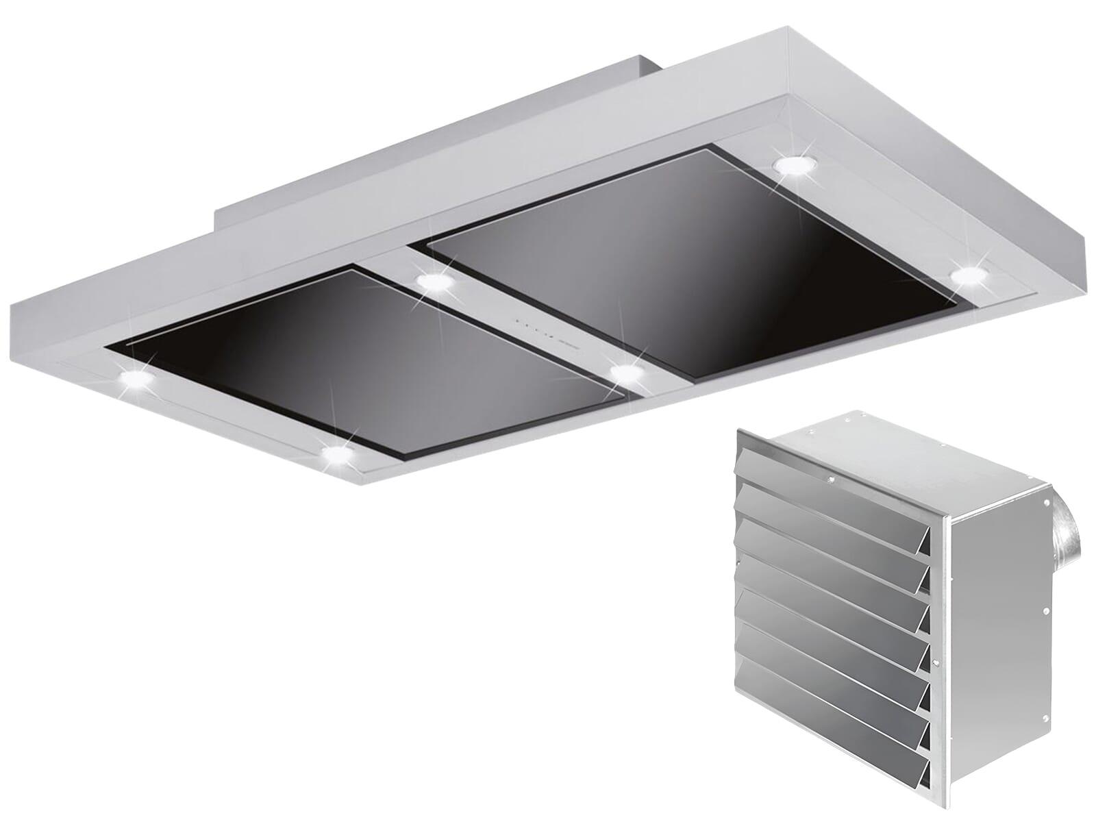 Silverline ALD1241SIWM SET Altena ALD1241S Deckenhaube 120 cm Edelstahl/Schwarzglas + Innenwandmotor