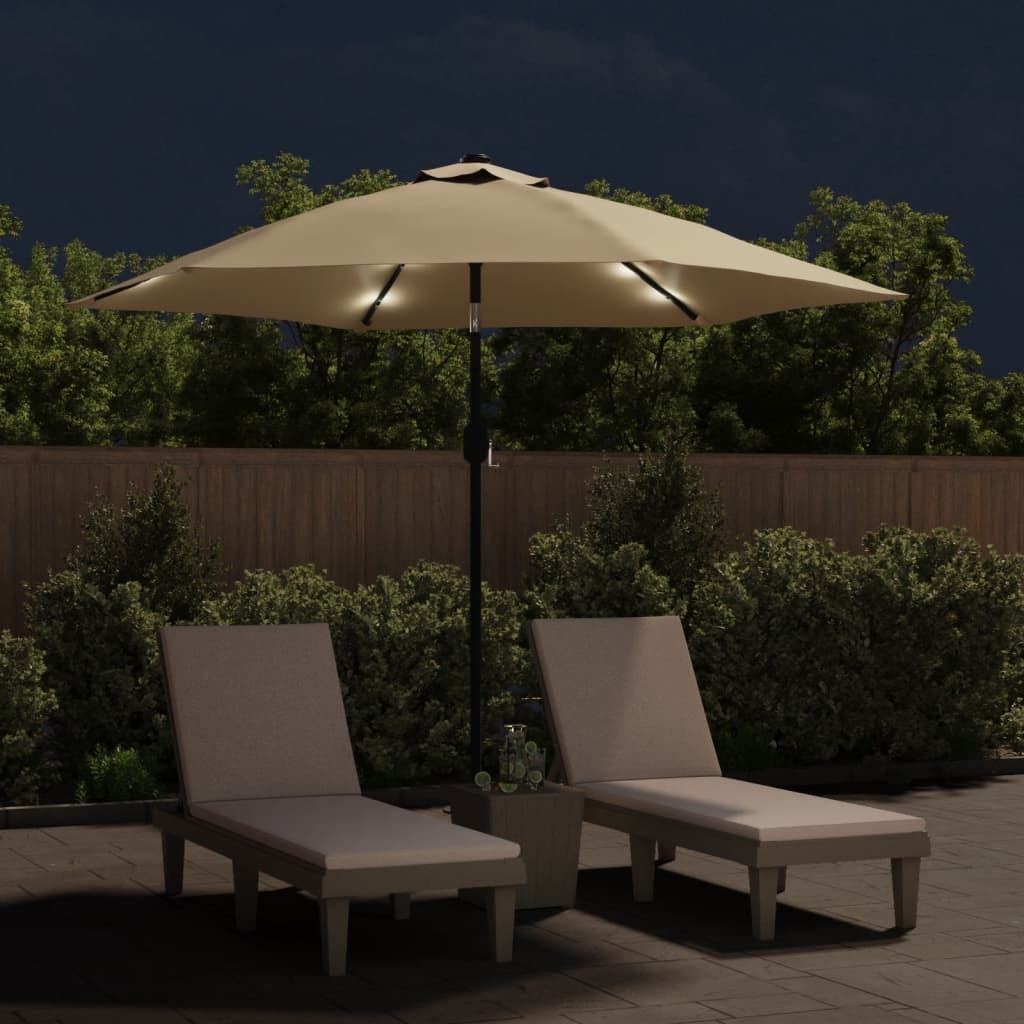 Prolenta Parasol met LED-verlichting en centrale mast