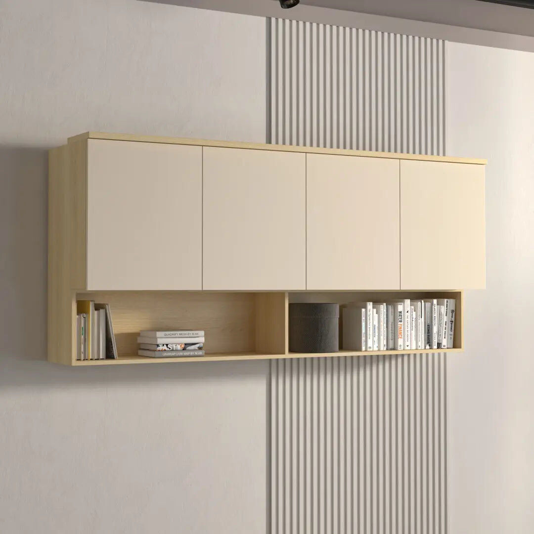 17 Stories 83cm H x 186cm W Bookcase Beige 83cm H X 186cm W X 43cm D