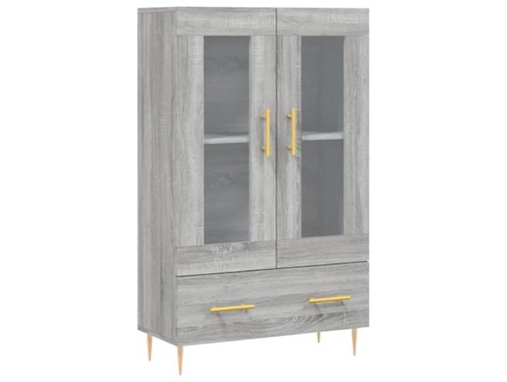 GHVBNMF Highboard Grau Sonoma 69,5x31x115 cm Holzwerkstoff Glas Metall Moderne Vitrine fürs Wohnzimmer: Elegante Glastüren schützen vor Staub, während Metallbeine für hohe Stabilität sorgen.