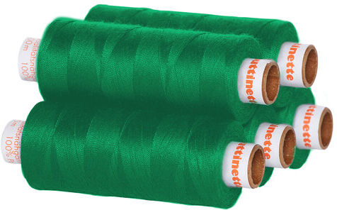 buttinette Universal-Nähgarn, Stärke: 100, 5er-Pack, grün