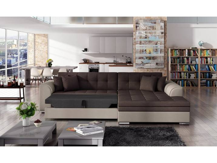 Xlmoebel Ecksofa XLMOEBEL Ecksofa in Grau mit Schlaffunktion und Stauraum, Ecksofa 1 Teile, Mit Schlaffunktion und Stauraum