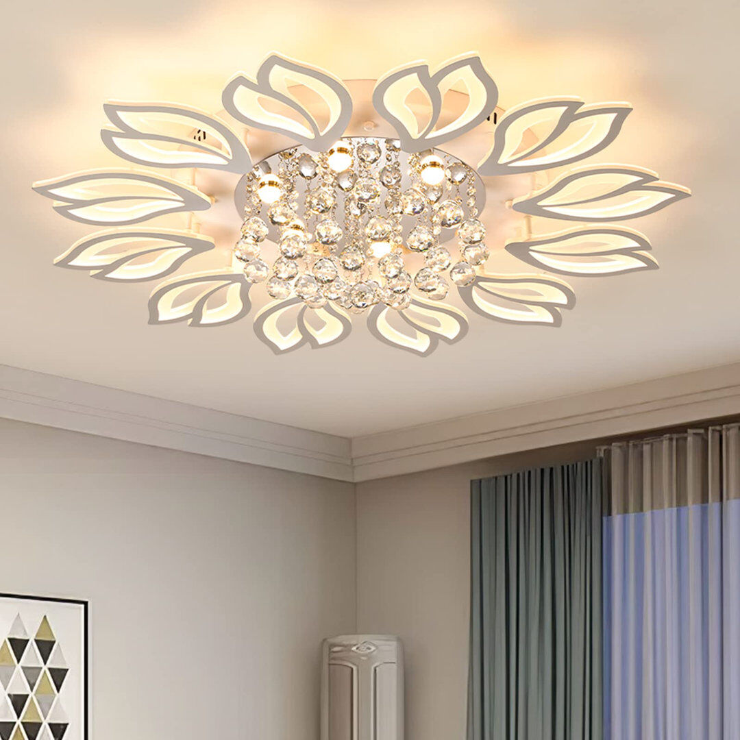 Blue Elephant Izzabella 12 - Light 103cm Acrylic LED Dimmable Flush Mount White 20cm H X 103cm W X 103cm D