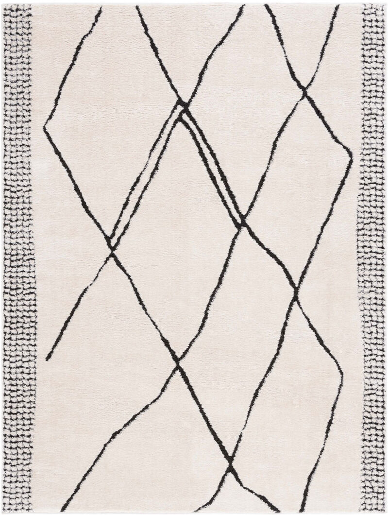 Blue Elephant Geometric Area Rug Ivory/Black Rectangle 160 x 229cm