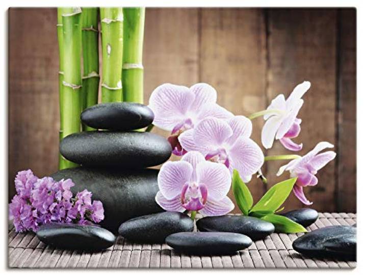 ARTLAND Wanddeko Leinwand Bilder Wandbild Zen Asien Asiatisch Wellness Spa Bambus Natur Steine Orchideen T5OO