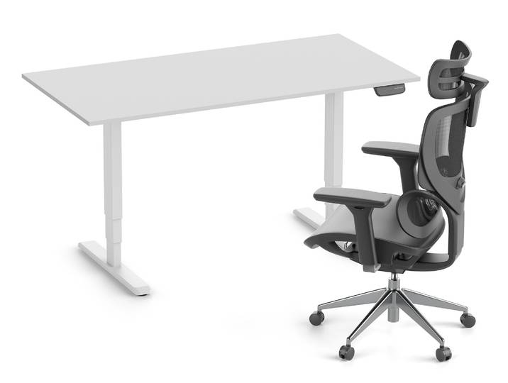 PRIMUS + Stuhl SENTA FX Weiß 140x80 Lichtgrau